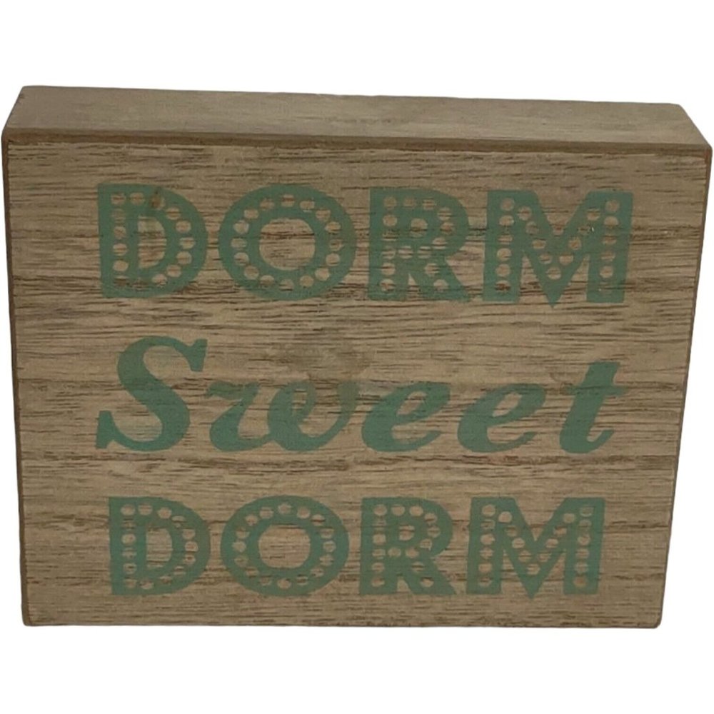 Dorm Sweet Dorm Wood Wall Art Saying Home Decor Teenager School College - Picture 1 of 15